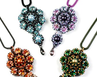 Beading Tutorial Pendant Achati - Swarovski and Miyuki beads - Pdf Download - Beaded Pendant Tutorial - Beading Pattern Instructions