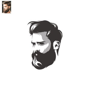 Monochromatyczny Awatar (Niestandardowy Portret Cyfrowy) - Pop Art Vector - Niestandardowa Ilustracja - / Formalny Awatar - Spersonalizowany. Logo z kreskówki