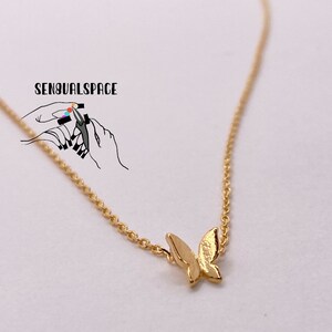 Butterfly Necklace — Dainty Chain, Gold Necklace, Gold Dipped Jewelry, Lead & Nickel Free