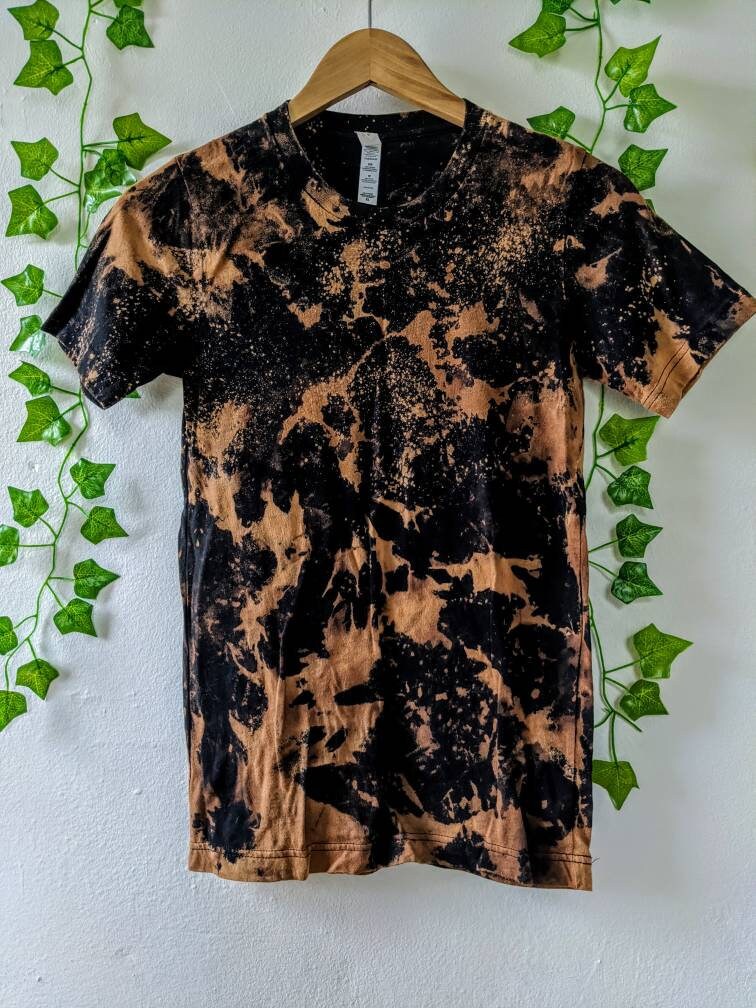 Bleach Dye T Shirt Tie Dye Tshirt Crop Top Black Brown Etsy