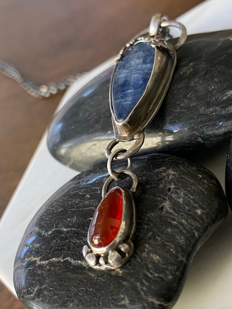Kyanite and Jelly Opal Pendant