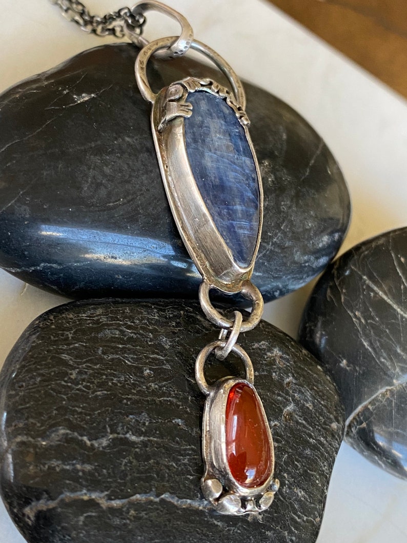 Kyanite and Jelly Opal Pendant