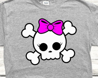 Skull Svg, Cute Girl Skull Svg, Sugar Skull Svg, Halloween Cut file for Cricut and Silhouette