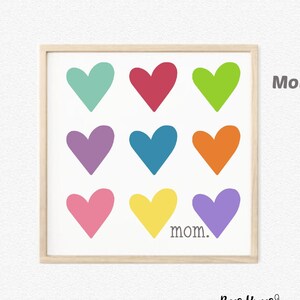 Mom Hearts Svg, Mimi Mama Nana Gigi Mommy Mother's Day Love Svg, Moldura de tela para presentes de dia das mães ou arquivo de corte de camiseta