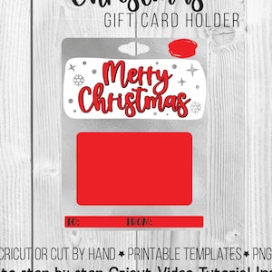 Druckbare Weihnachten Geschenk Kartenhalter Vorlage, Geschenk Karte Beutel Halter Sofort Download, Frohe Weihnachten Karte PNG SVG PDF