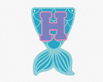 Mermaid Banner Svg, Mermaid Happy Birthday Banner Svg, Mermaid Name Banner Svg, Mermaid Banner Template Svg