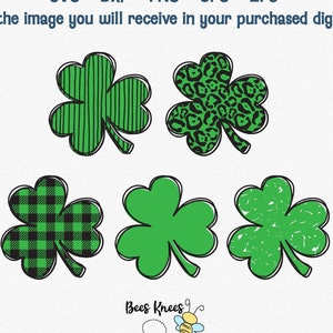 Shamrock SVG, Día de San Patricio, Cheetah Shamrock SVG, 3 Leaf Clover, Plaid Shamrock, Cut File for Cricut y Silhouette
