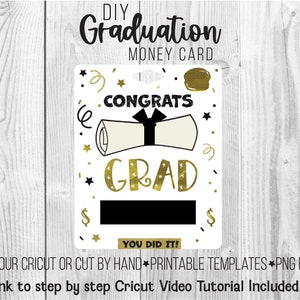 Biglietto di laurea stampabile, biglietto di soldi con custodia per balsamo per le labbra, modello di biglietto di laurea PNG SVG