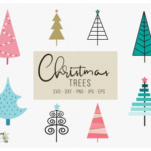 Modern Christmas Tree Svg, Winter Tree Bundle Svg, Christmas Svg, Cut file for Cricut and Silhouette