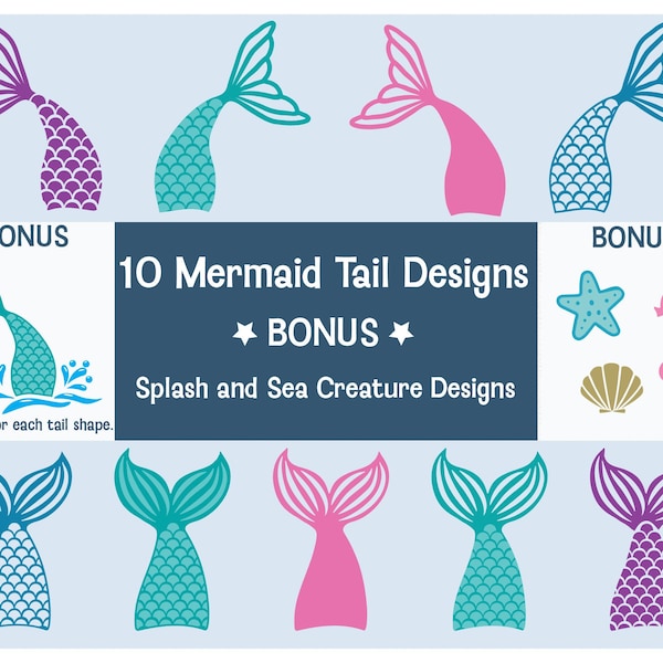Mermaid Tail Svg, Mermaid Svg, Mermaid Tail Bundle, Cricut and Silhouette Cut Files