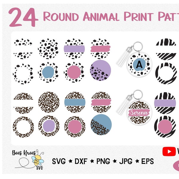 Imprimé animal motif SVG, Svg de porte-clé, cercle motifs Svg, Svg de fond, porte-clés Svg, fichier de coupe Cricut