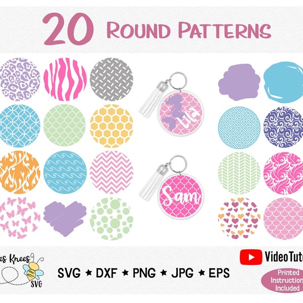 Round Pattern SVG, Keychain Svg, Circle Patterns Svg, Background Svg, Key Ring Svg, Cricut Cut File