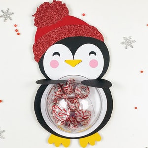 Porte-bonbons pingouin mignon, modèle de porte-bonbons de Noël, bricolage hiver modèle SVG, fichier de coupe Cricut