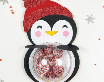 Uroczy uchwyt na cukierki pingwina, szablon uchwytu na cukierki świąteczne, szablon DIY Winter SVG, plik Cricut Cut