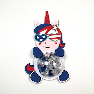 Patriotische Einhorn Kuppel Süßigkeiten Halter svg, 4. Juli, DIY Party Favors svg, Cricut Cut File
