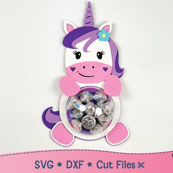 Unicorn Dome Candy Holder Svg, Valentine's Day, DIY Party Favors Svg, Cricut Cut File