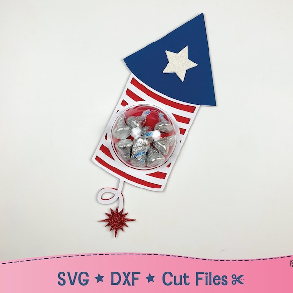 Patriotic Firecracker Dome Candy Holder Svg, 4th of July, DIY Party Favors Svg, Cricut Cut File