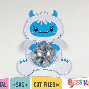 Yeti Candy Holder, Christmas Candy Holder Template, DIY Winter Snow Monster SVG, Cricut Cut File