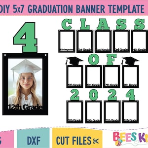 Graduation Photo Banner Svg, Class of 2024 DIY Banner, 5x7 Photo Banner Template, Graduation Party Decorations Svg