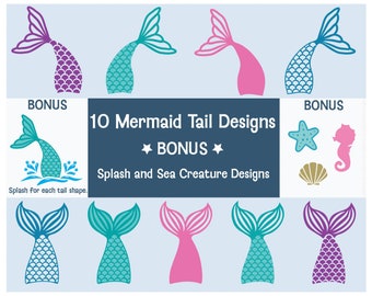 Mermaid Tail Svg, Mermaid Svg, Mermaid Tail Bundle, Cricut and Silhouette Cut Files