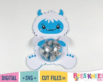 Yeti Candy Holder, Christmas Candy Holder Template, DIY Winter Snow Monster SVG, Cricut Cut File