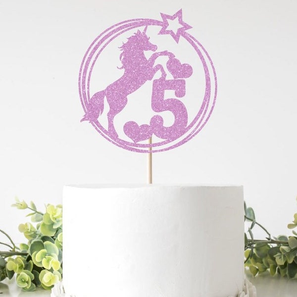 Unicorn 5th Birthday Cake Topper Svg, Unicorn Theme Party Decorations Svg, Cricut & Silhouette Cut Files