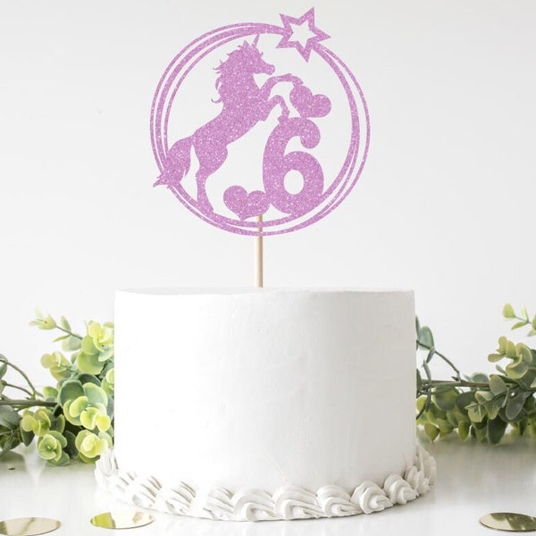 Unicorn 6th Birthday Cake Topper Svg, Unicorn Theme Party Decorations Svg, Cricut & Silhouette Cut Files