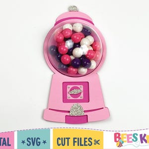 Gumball Machine Dome snoep houder Svg, Valentijnsdag, DIY Party gunsten sjabloon Svg, Cricut Cut-bestand