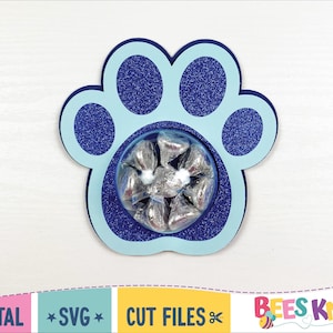 Porta-doces Dog Paw Dome Svg, Dia dos Namorados, Modelo de lembrancinhas para festa DIY Svg, Arquivo de corte Cricut