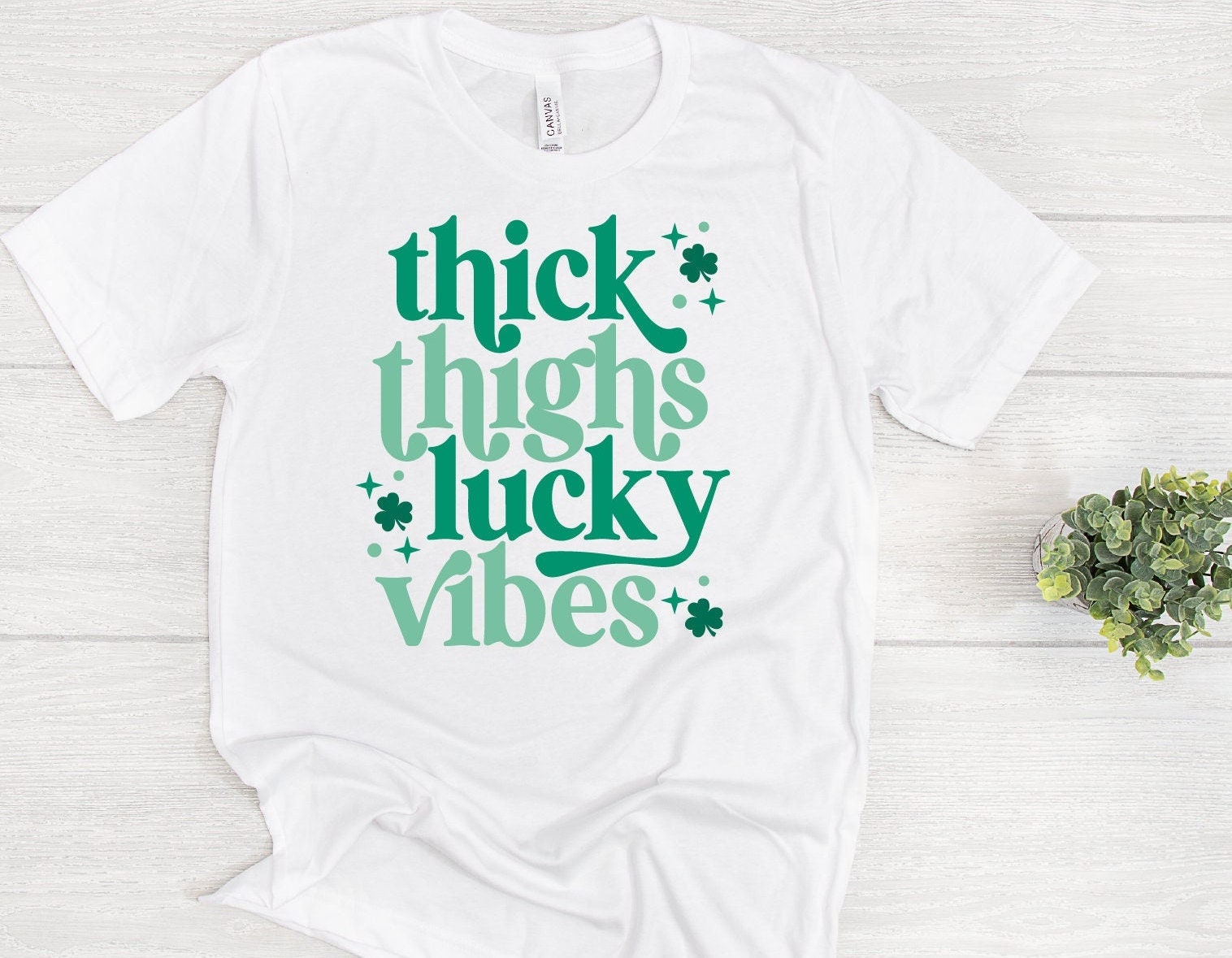 Thick Thigs Lucky Vibes Svg, Funny St. Patrick's Day Svg, Retro Modern SVG, Cut file for Cricut and Silhouette
