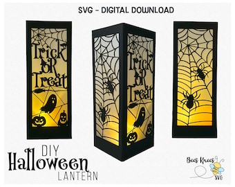 Halloween Trick Or Treat Lantern Svg, Halloween Luminary Svg, Halloween Centerpiece Cut File, Cricut or Silhouette Template