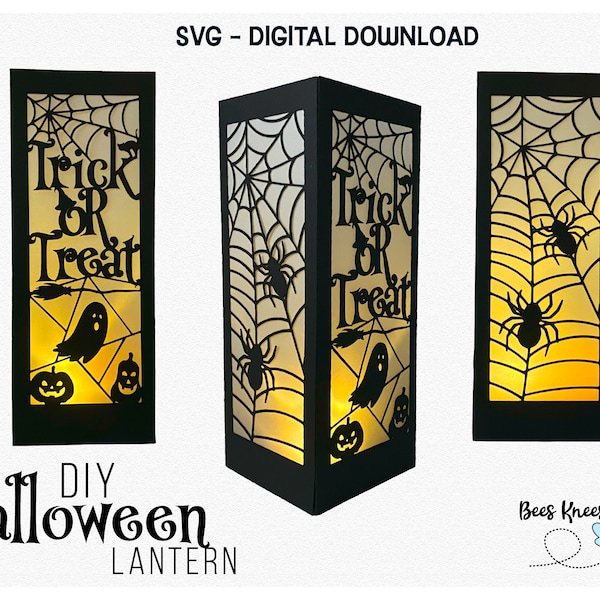 Halloween Trick Or Treat Lantern Svg, Halloween Luminary Svg, Halloween Centerpiece Cut File, Cricut or Silhouette Template