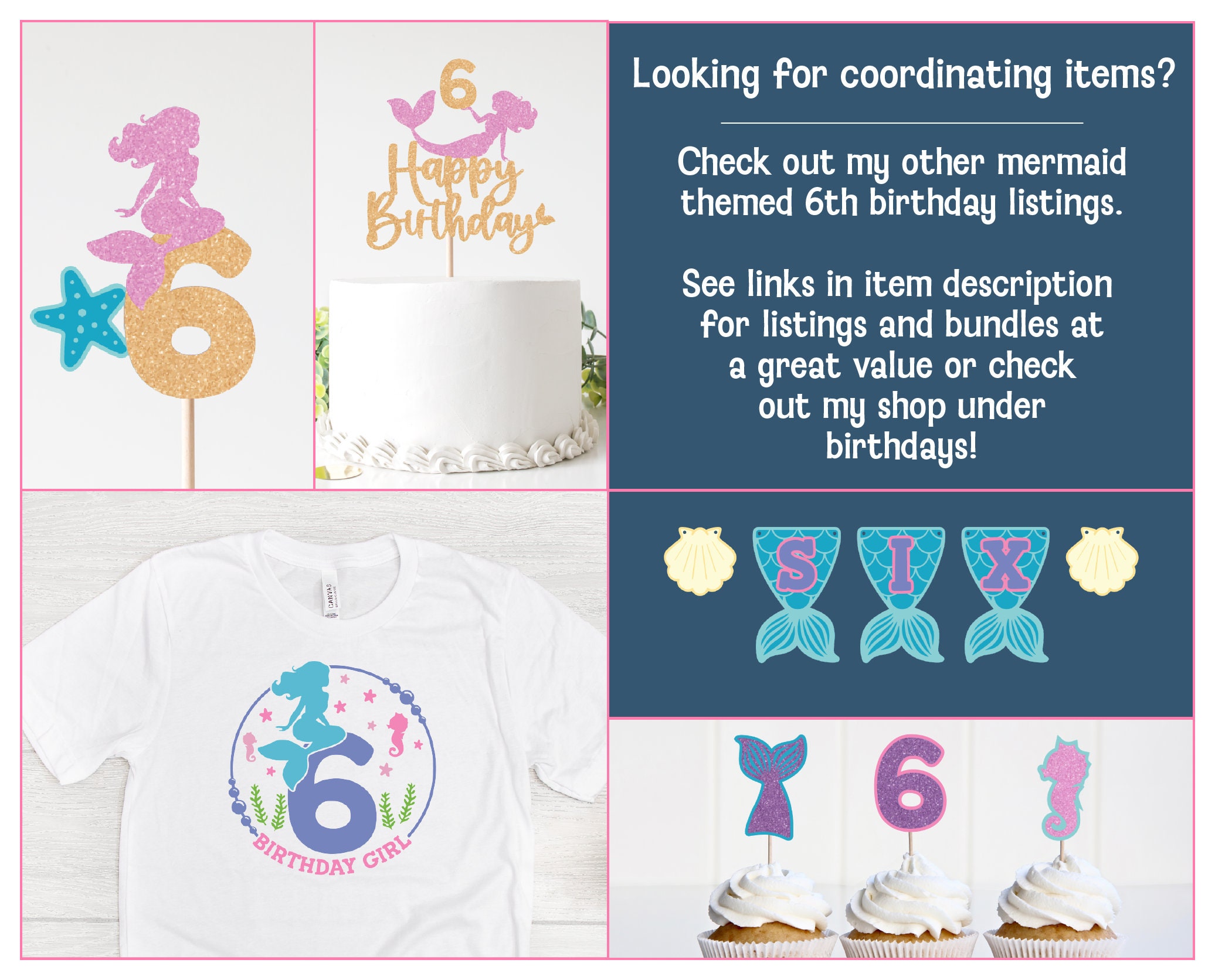 Meerjungfrau 6. Geburtstag Dekoration Set – Mit Banner, Luftballons, Cake Toppers, Für Mädchen-Party