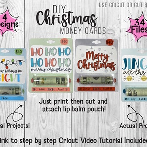 Printable Christmas Money Card Template Bundle, Holiday Lip Balm Pouch ...