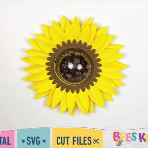 Porta-doces de girassol Svg, Porta-doces faça você mesmo Svg, Presente de Dia das Mães, Arquivo de corte para Cricut ou Silhouette