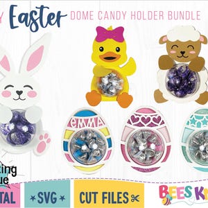 Plantillas para porta caramelos de Pascua (Svg), diseño de conejito, huevo de Pascua, cordero, pato, archivo de corte para Cricut o Silhouette