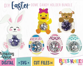 DIY Easter Dome Candy Holder Svg, Bunny Easter Egg Lamb Duck Candy Holder Templates Bundle Svg, Cut File for Cricut or Silhouette