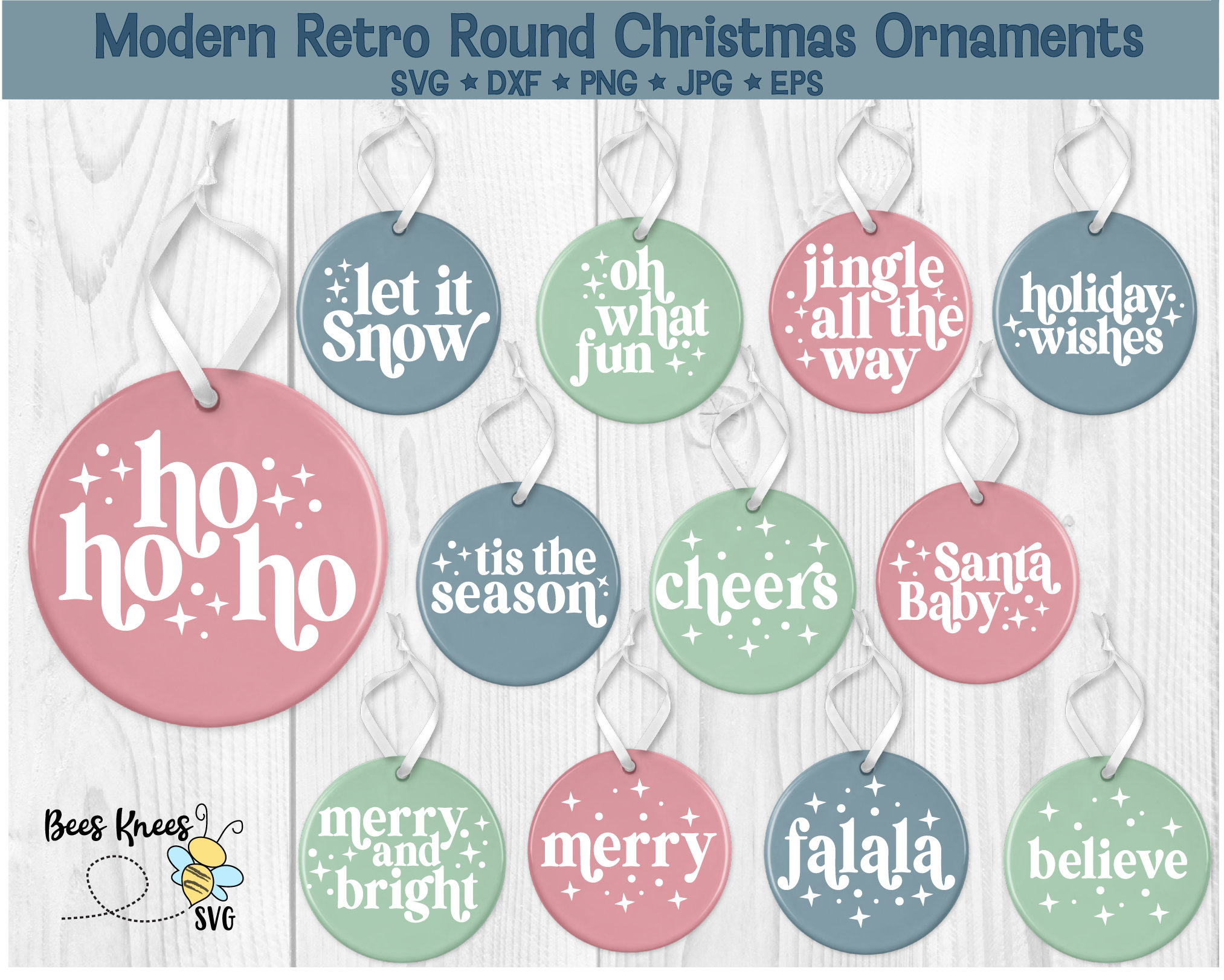 Round Christmas Ornament Svg Ornament Sayings Bundle Modern Etsy