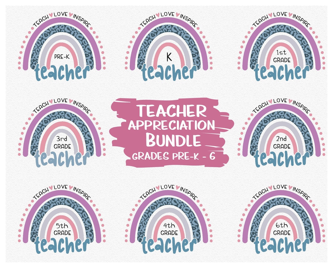 Teach Love Inspire Teacher Rainbow Svg, Teacher Appreciation or End of ...