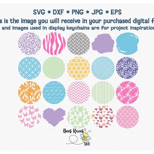 May include: A set of 20 round digital clipart images featuring various patterns and designs. The patterns include animal print, stripes, polka dots, hearts, waves, and more. The images are in a variety of colors, including pink, blue, green, yellow, and orange.