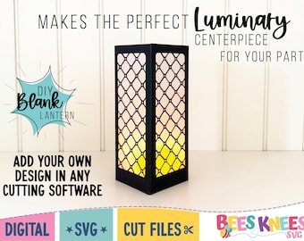 Blank Lantern Template Svg, DIY Luminary Svg, Centerpiece Cut File, Add Your Own Design