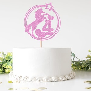 Unicorno 4° compleanno Cake Topper Svg, Decorazioni per feste a tema unicorno Svg, Cricut e Silhouette Cut Files