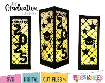 2025 Graduation Lantern Svg, Graduation Luminary Svg, Graduation Centerpiece Cut File, Graduation Class of 2025 Svg