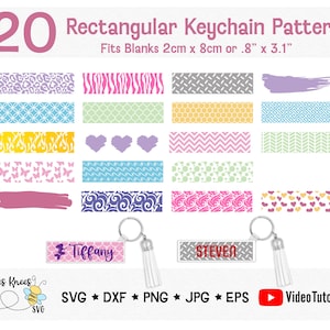 Rechteckmuster SVG, 8 cm x 2 cm, Schlüsselbund svg, rechteckige Muster svg, Hintergrund svg, Schlüsselring svg, Cricut Cut-Datei