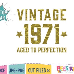 Cumpleaños vintage Svg, Año personalizable, Calcomanía de botella de vino Svg, Envejecido a la perfección SVG, Cricut y Silhouette Cut Files
