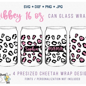 Cheetah Libbey Glass Wrap Svg, Libbey 16 oz Wrap, Can Glass Wrap Svg, Brushstroke Wrap, Cut File for Cricut and Silhouette