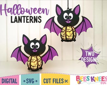 Bat Belly Lantern SVG Template, Halloween Lantern, DIY Luminary SVG, Cricut or Silhouette Cut File