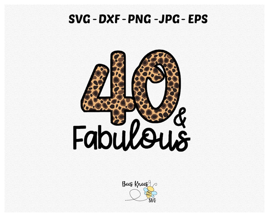40 and Fablulous Leopard Cheetah Animal Print Birthday Svg, 40th