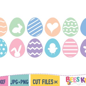 Huevo de Pascua SVG, Archivo de corte de huevo de Pascua de Cricut, Huevos simples SVG, Huevos de Pascua de corazón SVG, Huevos de silueta de Cricut, Huevo de lunares, Huevo de rayas