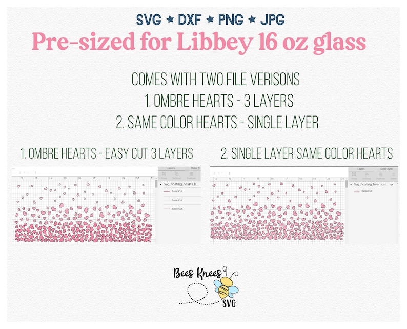 Hearts Glass Wrap Svg, Libbey 16 Oz Wrap, Can Glass Wrap Svg, Floating ...